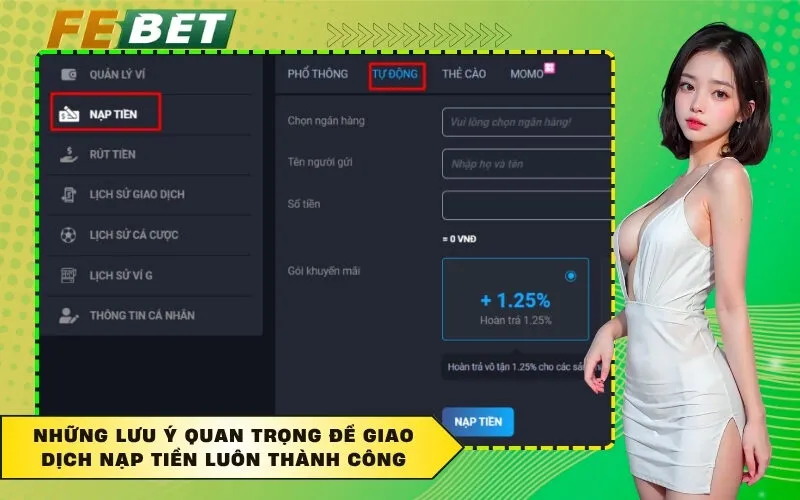 Những lưu ý quan trọng để giao dịch nạp tiền luôn thành công